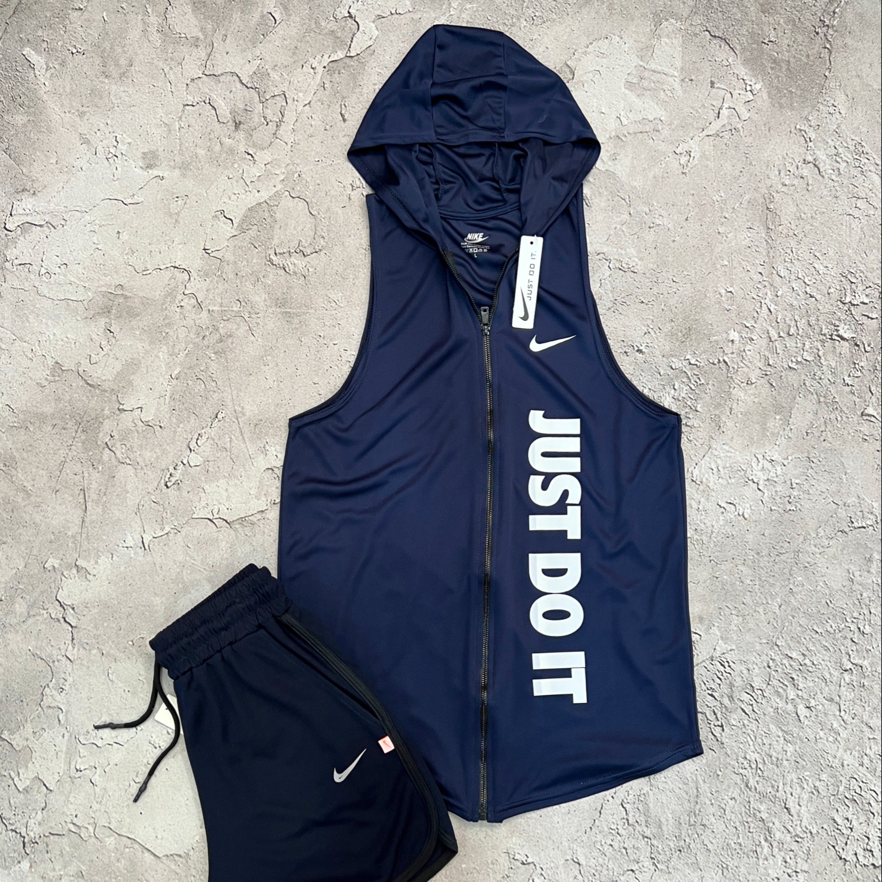 کاورحلقه ای زیپدار کلاهدار   JUST DO IT  درجه یک رنگ سرمه ای