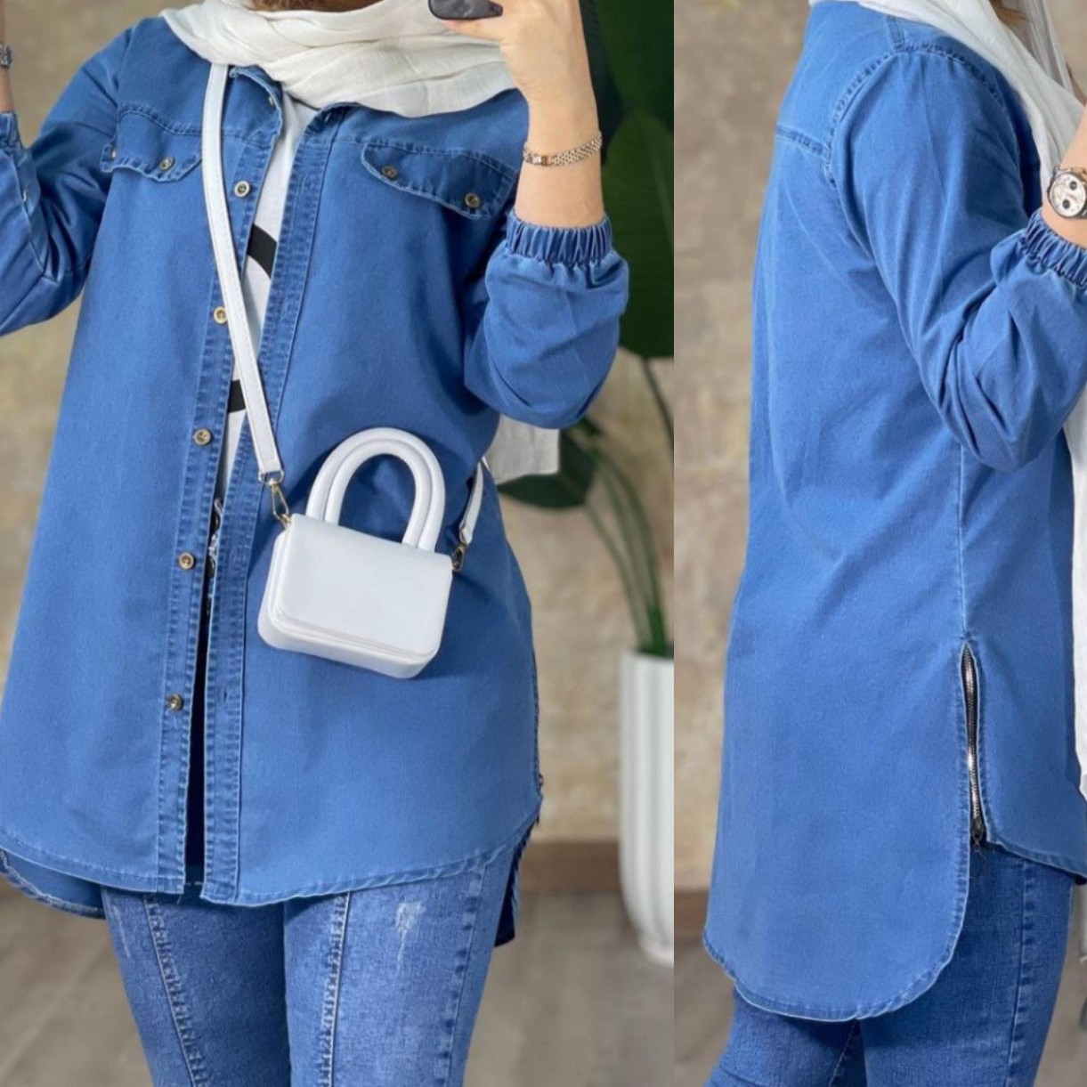 تونیک مانتویی جین کاغذی سایز 38 تا 46 دارای رنگبندی ارسال رایگان شارژ شد 8 تیر