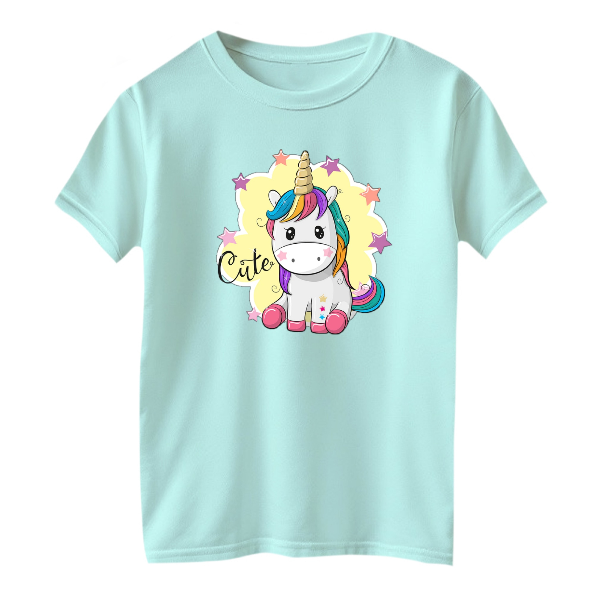 تی شرت آستین کوتاه بچگانه مدل یونیکورن کد 39 رنگ آبی روشن – 35