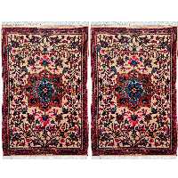 فرش دستبافت یک متری طرح گل کد SH 75 یک جفت