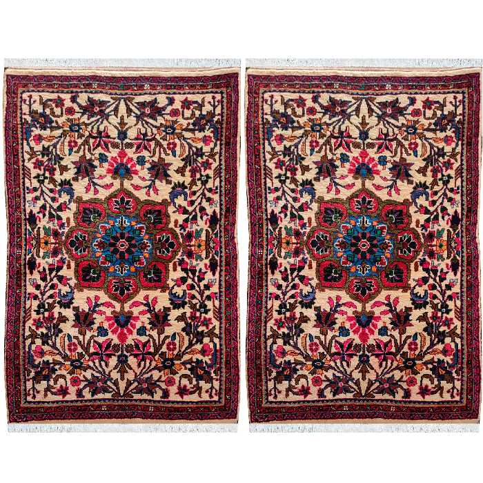 فرش دستبافت یک متری طرح گل کد SH 75 یک جفت