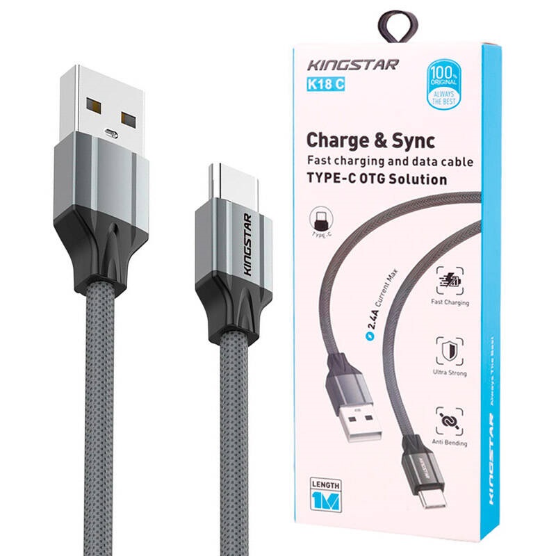 کابل تایپ سی فست شارژ KingStar K18C 2.4A 1m