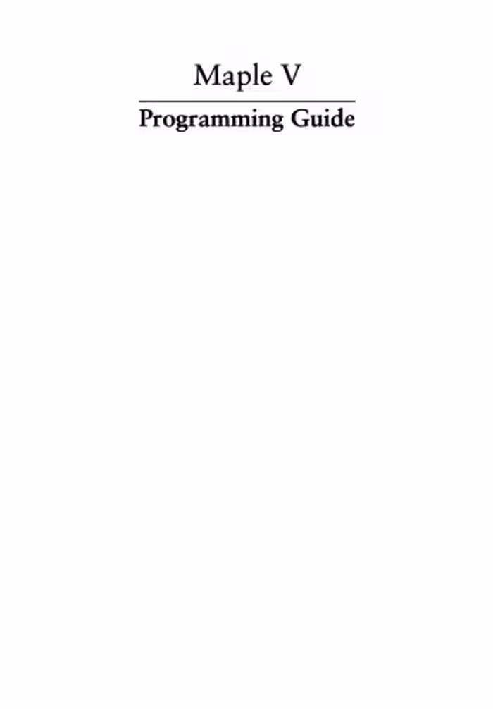 خرید و دانلود نسخه کامل کتاب Maple V Programming Guide