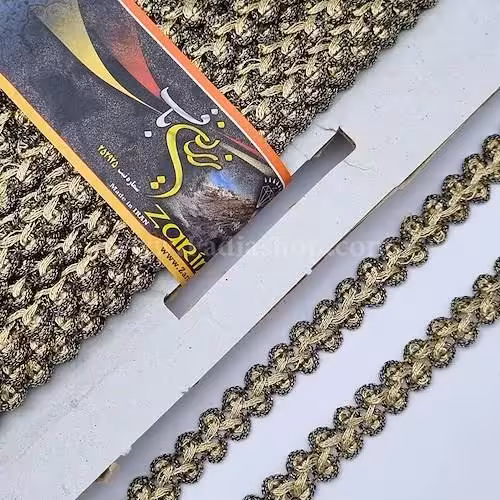 یراق نوار مارپیچ 1.5 سیاه قلم طلایی کد 114