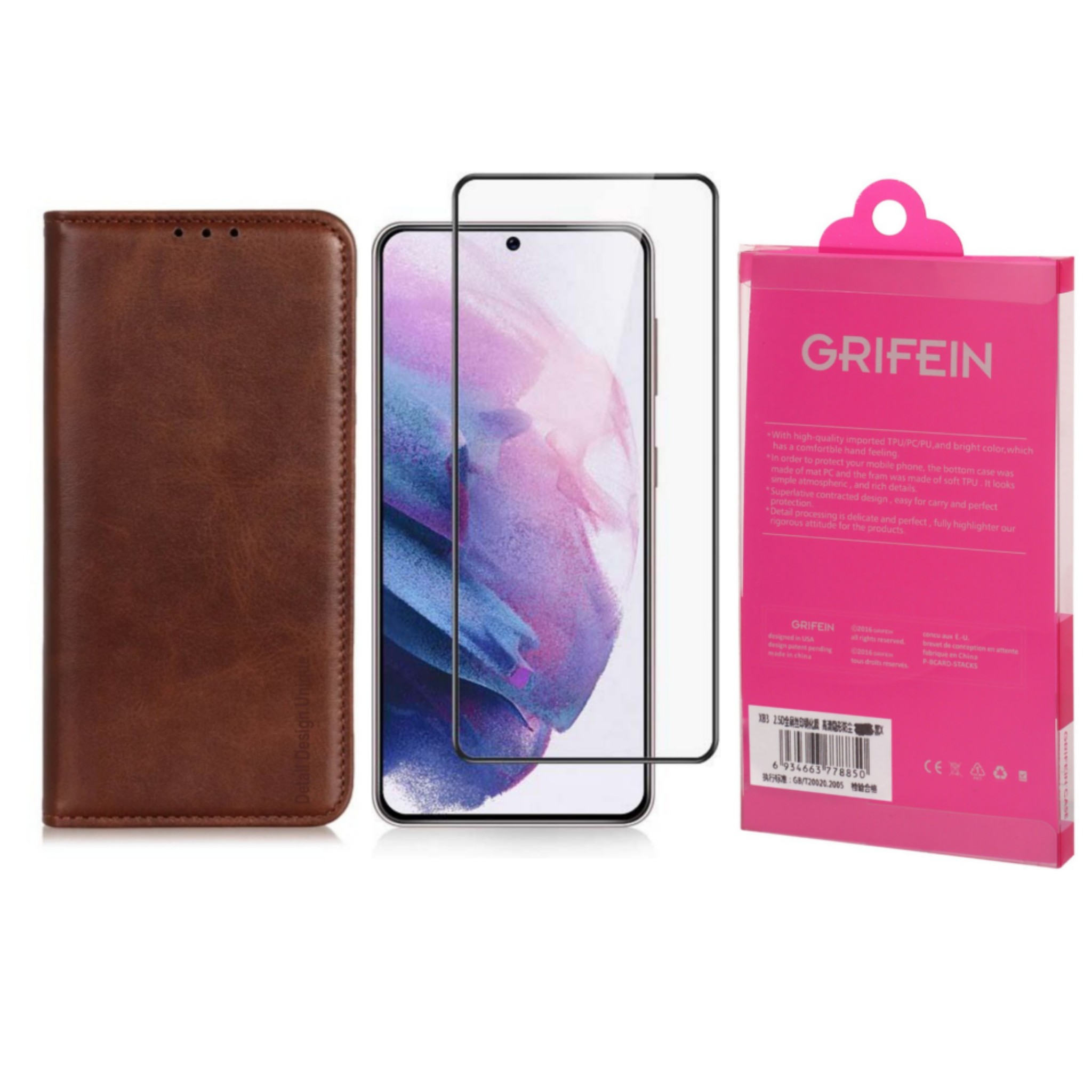 کیف کلاسوری گریفین مدل Detail Design Unique مناسب برای گوشی موبایل سامسونگ Galaxy S22 Plus به همراه محافظ صفحه نمایش