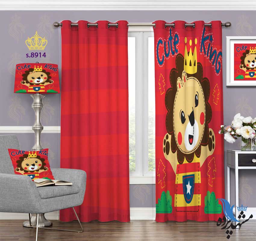 پرده پانچ کودک طرح شیر فانتزی کد S8914