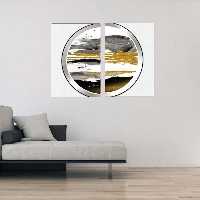 تابلو شاسی بکلیت طرح نقاشی مدرن نیم دایره مدل SH-1862 مجموعه 2 عددی | دنیای قاب