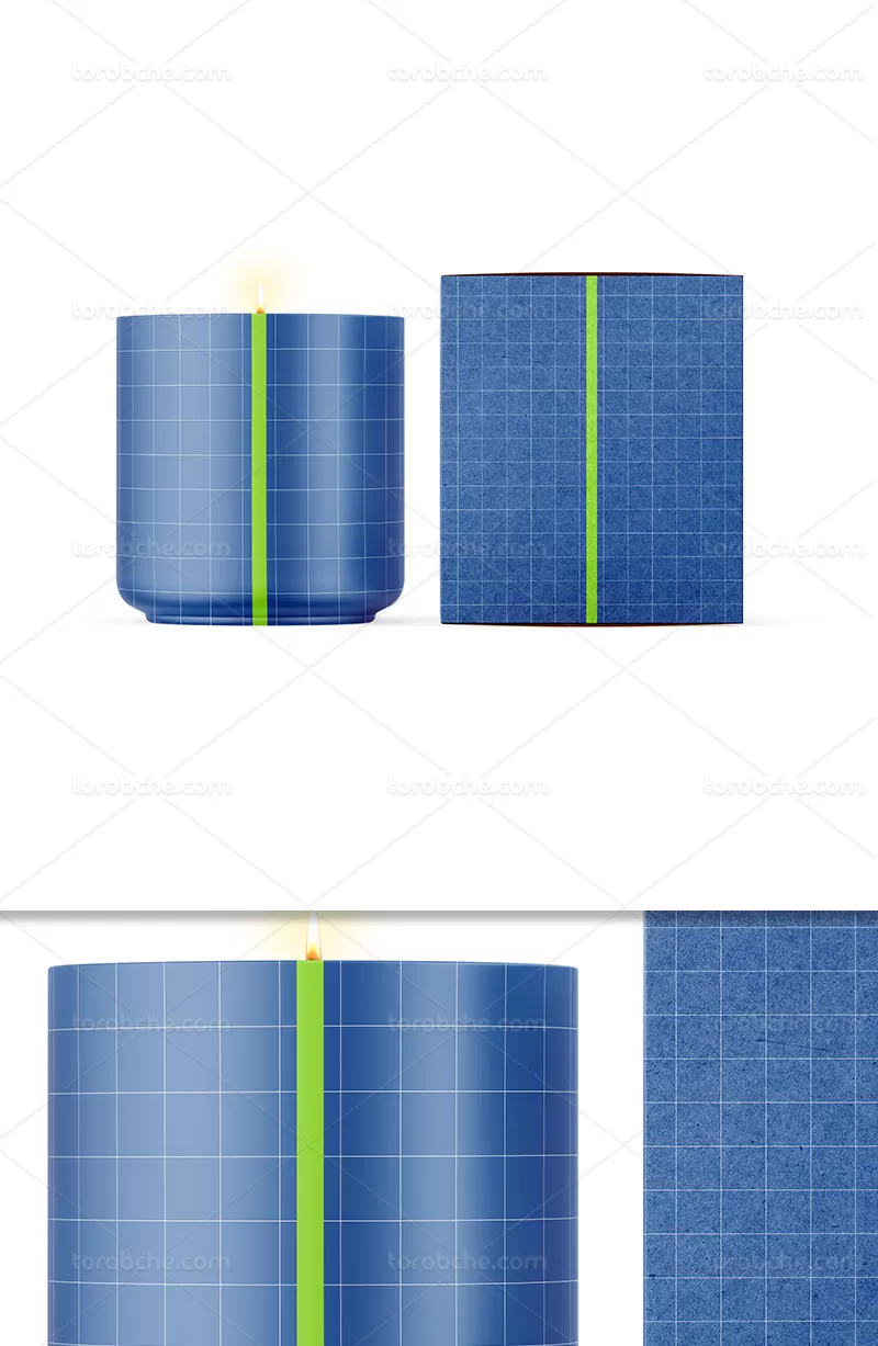 موکاپ شمع با جعبه لایه باز | گرافیک با طعم تربچه