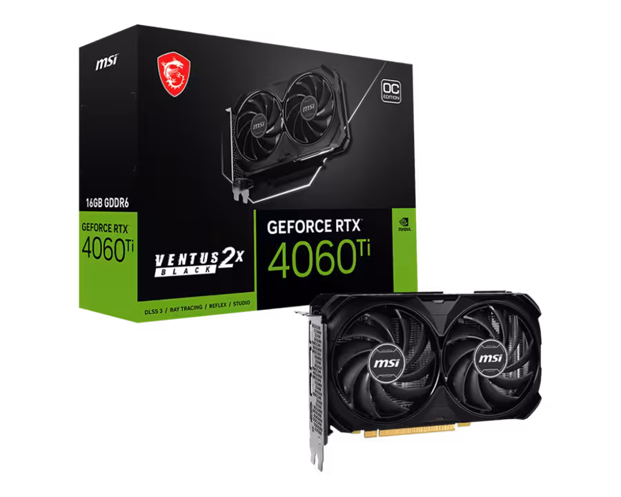 کارت گرافیک  ام اس آی مدل GeForce RTX™ 4060 Ti VENTUS 2X BLACK 16G OC با حافظه 16 گیگابایت