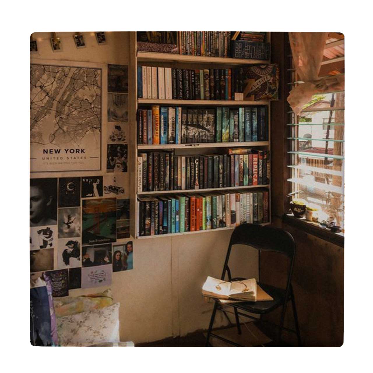  کاشی طرح صندلی قدیمی و کتابخانه کد wk4138