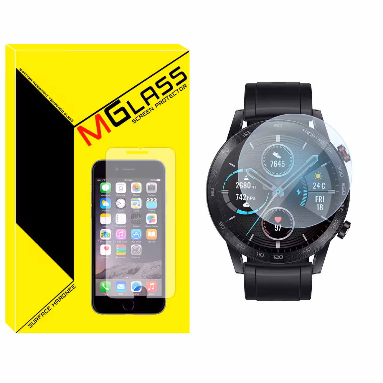محافظ صفحه نمایش شیشه‌ای ام گلس مدل SH-MG مناسب برای ساعت هوشمند آنر Magic 2 46mm