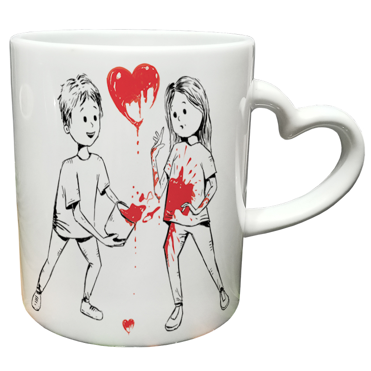 ماگ مدل دسته قلبی طرح عاشقانه کد 213