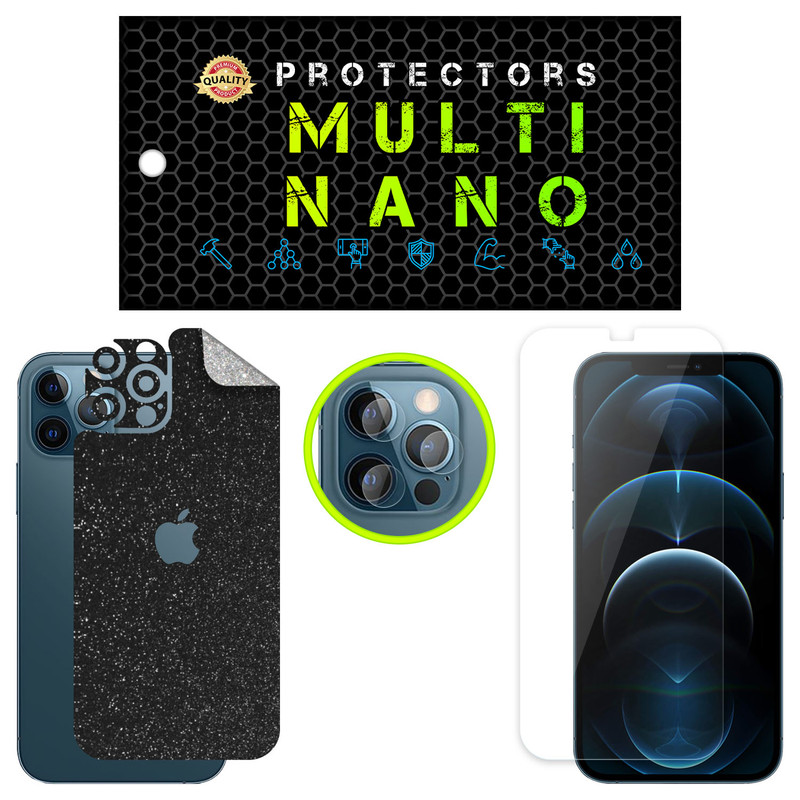 محافظ صفحه نمایش مولتی نانو مدل X-SLFG مناسب برای گوشی موبایل اپل iPhone 12 Pro به همراه برچسب پوششی پشت و محافظ لنز دوربین | کالا برتری