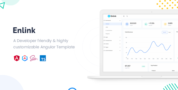 دانلود تمپلیت انگولار ناحیه مدیریت Enlink