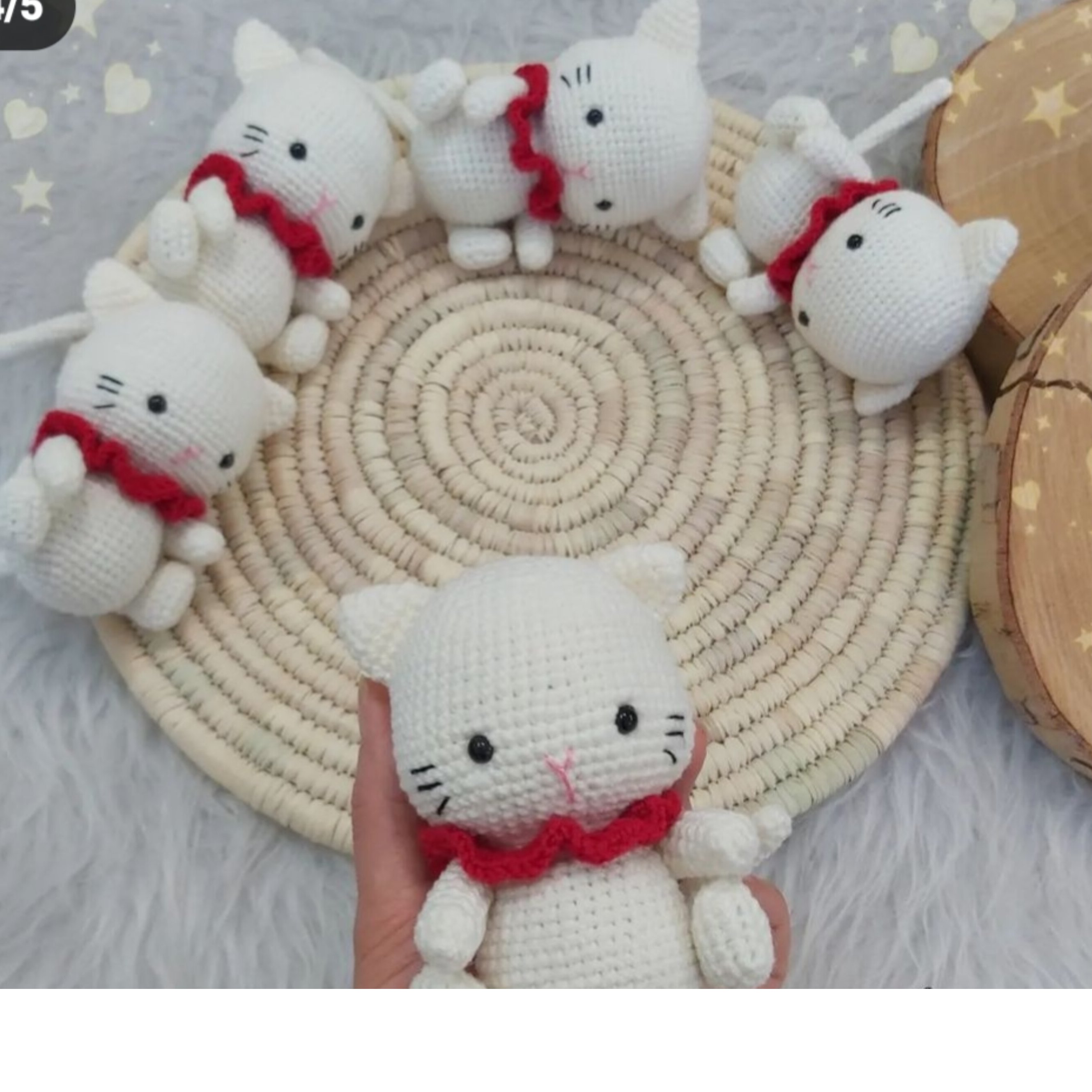 عروسک گربه سفید دستباف ناری