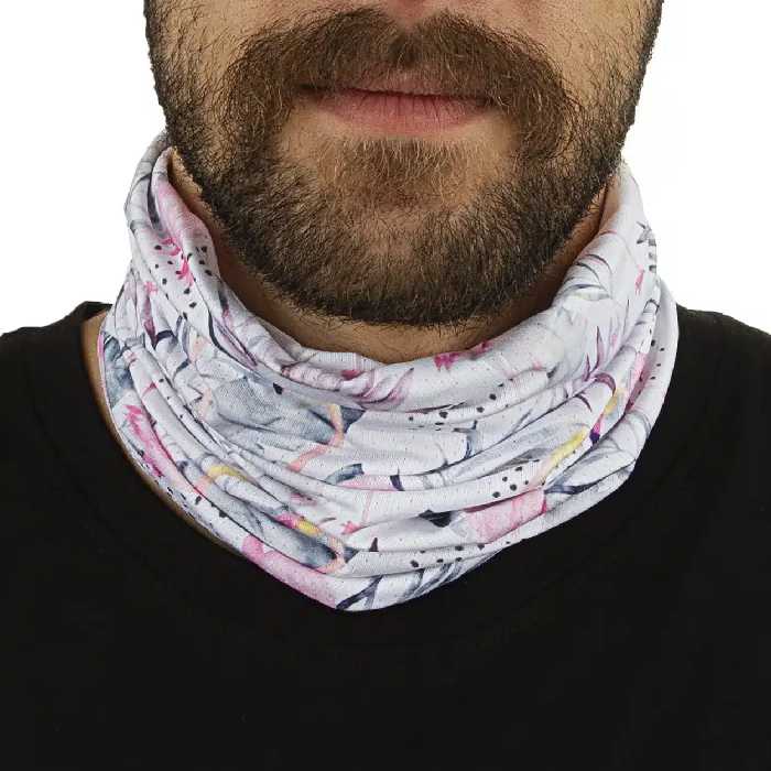 دستمال سر و گردن کوهنوردی اسکارف تابستانی طرحدار سوزنی هد گیر BRS ABS | سفید/صورتی