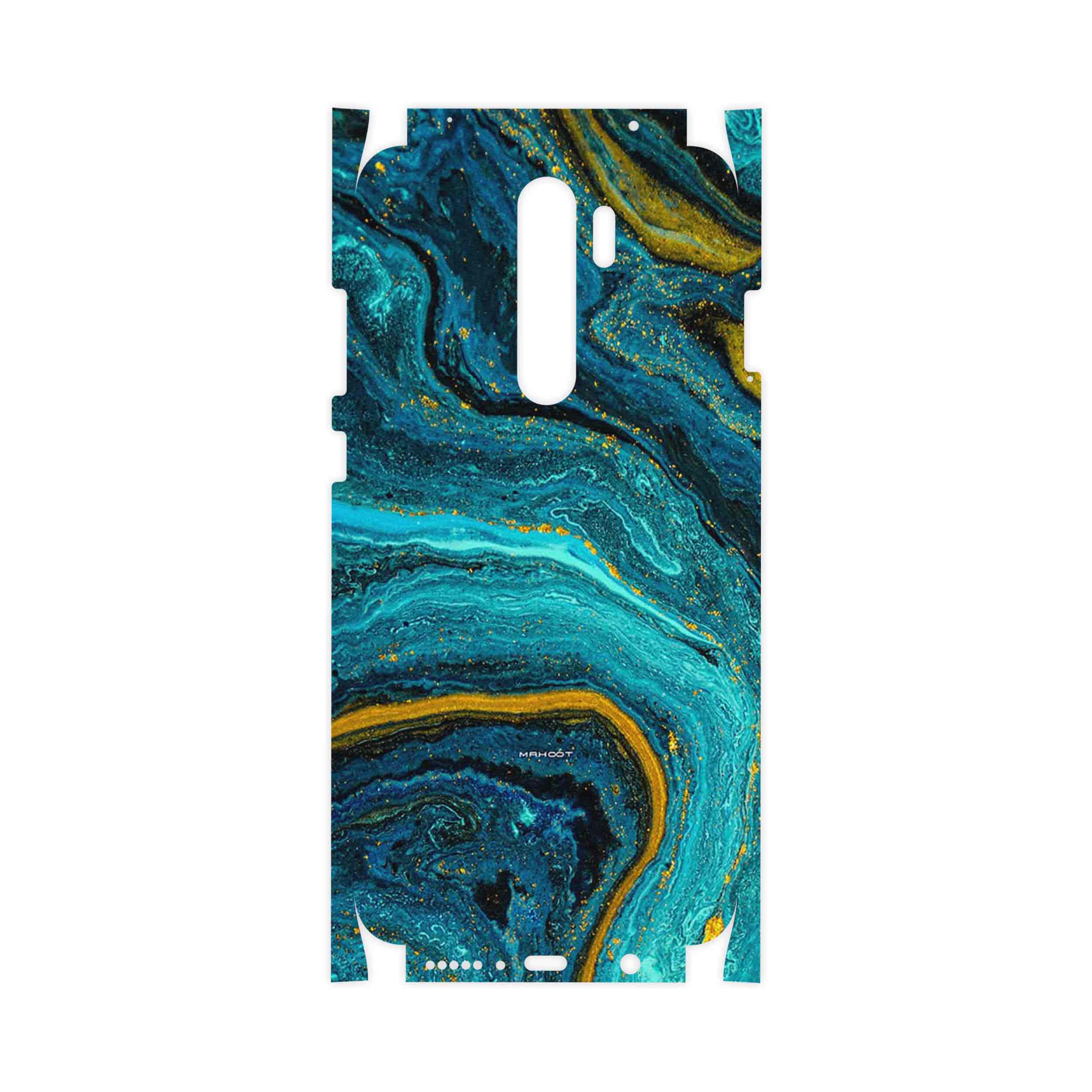 برچسب پوششی ماهوت مدل Turquoise marblewith golden streaks-FullSkin مناسب برای گوشی موبایل شیائومی Redmi Note 8 Pro