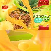 وکتور طرح لایه باز تبلیغاتی آبمیوه آناناس - گرافیک با طعم تربچه