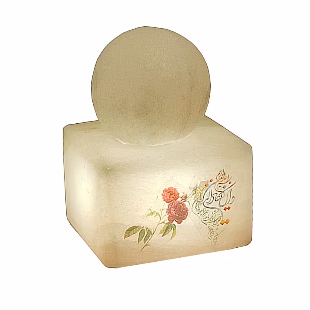 آباژور سنگ نمک مدل گوی و مکعب طرح آیه دار کد 429