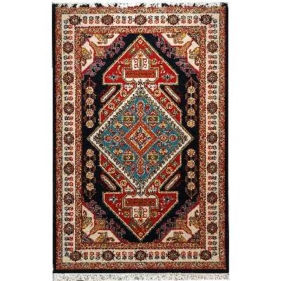 فرش ماشینی زمرد مشهد 260 زمینه سرمه ای