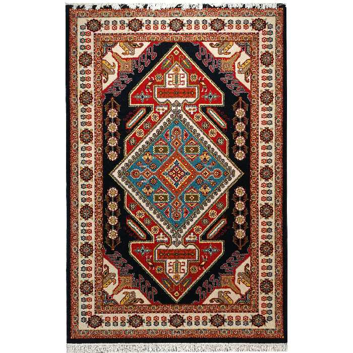 فرش ماشینی زمرد مشهد 260 زمینه سرمه ای