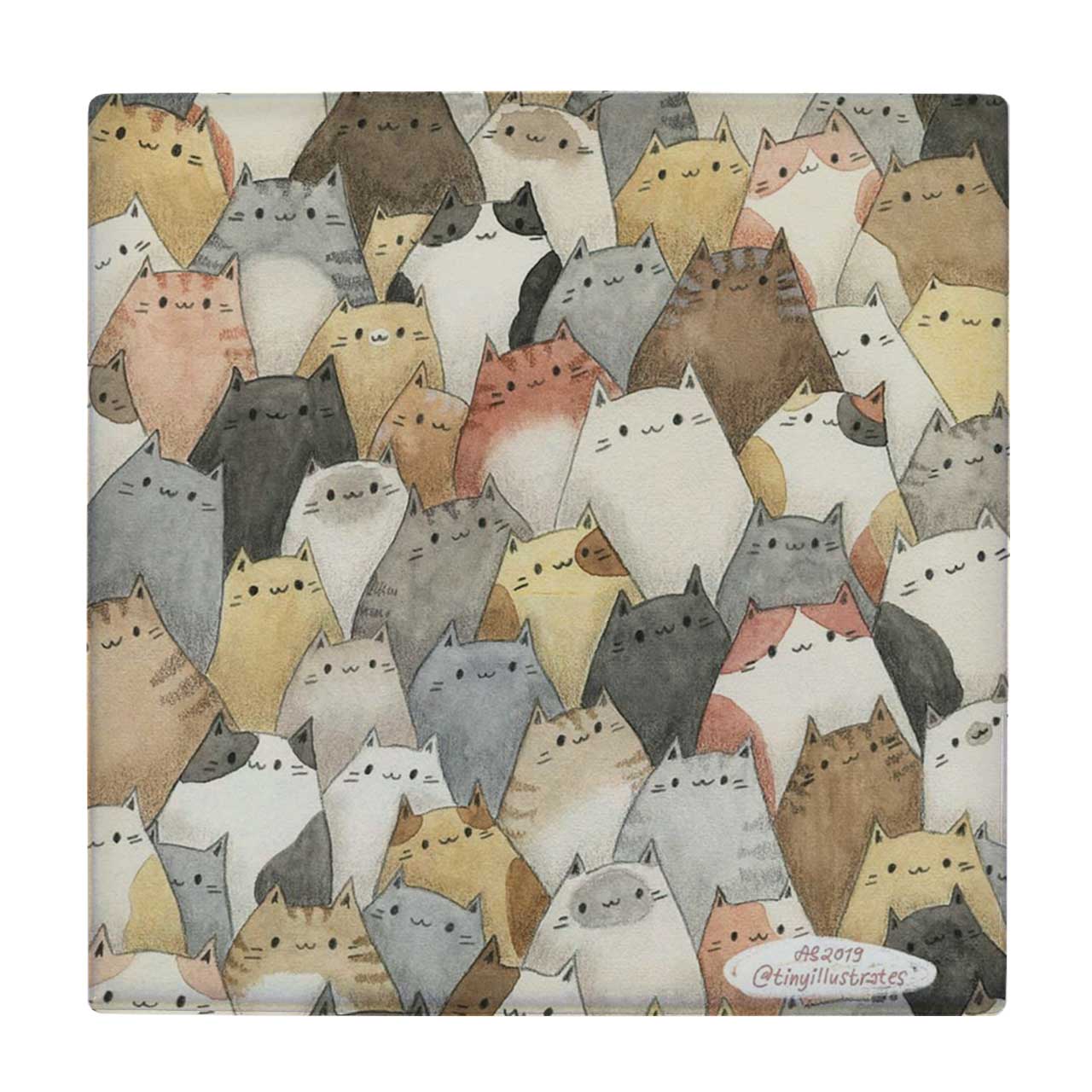 زیر لیوانی طرح جمعیت گربه ها کد    3530010_1353