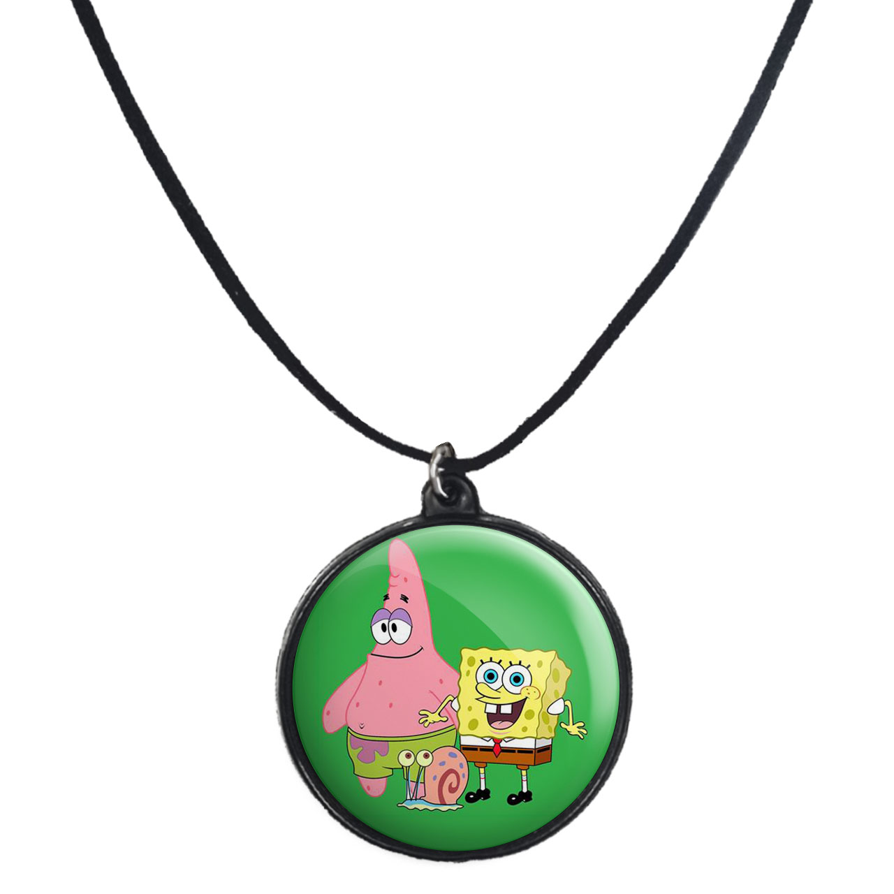 گردنبند پرمانه طرح باب اسفنجی کد pmb.4741 مدل دو طرفه