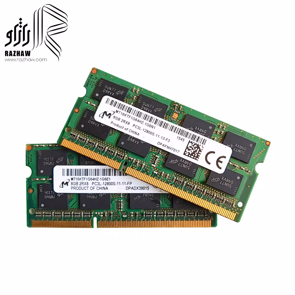 رم 8 گیگابایت ddr3l لپ تاپ باس 12800/1600mhz برند میکرون cl11 مدل MT16