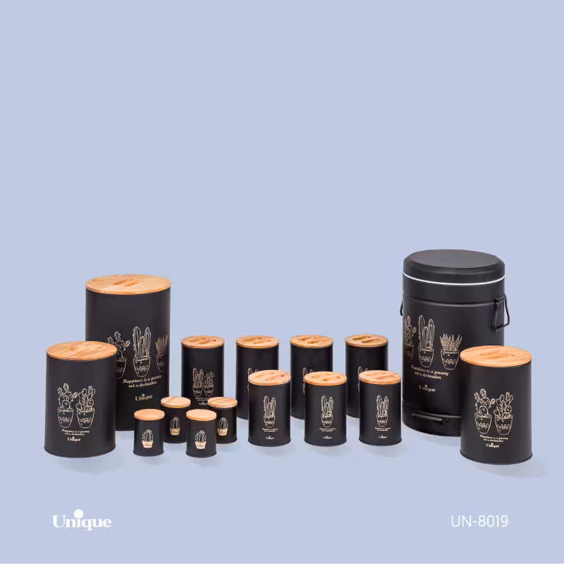ست 15 پارچه مشکی طرح کاکتوس طلایی درب بامبو یونیک کد محصول: UN-8019