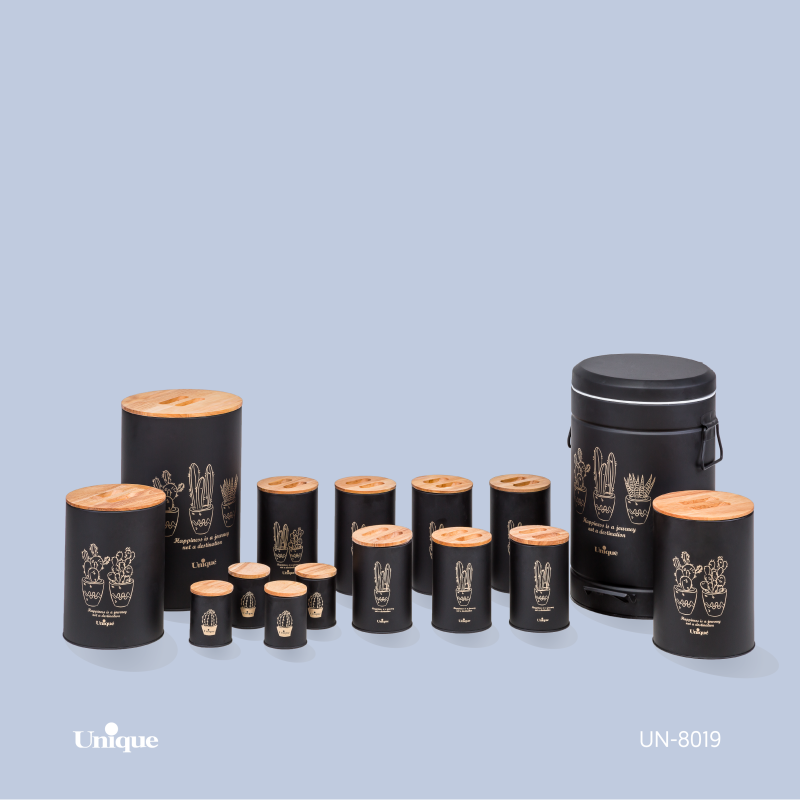 ست 15 پارچه مشکی طرح کاکتوس طلایی درب بامبو یونیک کد محصول: UN-8019