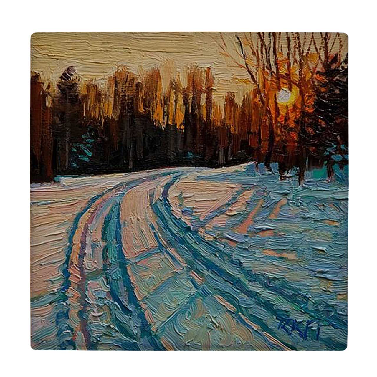  کاشی کارنیلا طرح نقاشی جاده برفی کد wkk1707