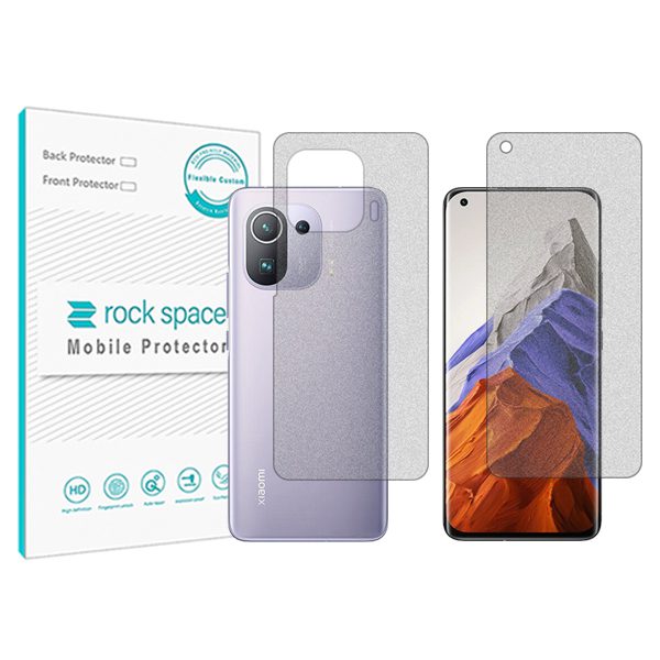 گلس صفحه نمایش و پشت گوشی شیائومی Mi 11 Pro مدل نانو هیدروژل گیمینگ برند راک اسپیس کد MS