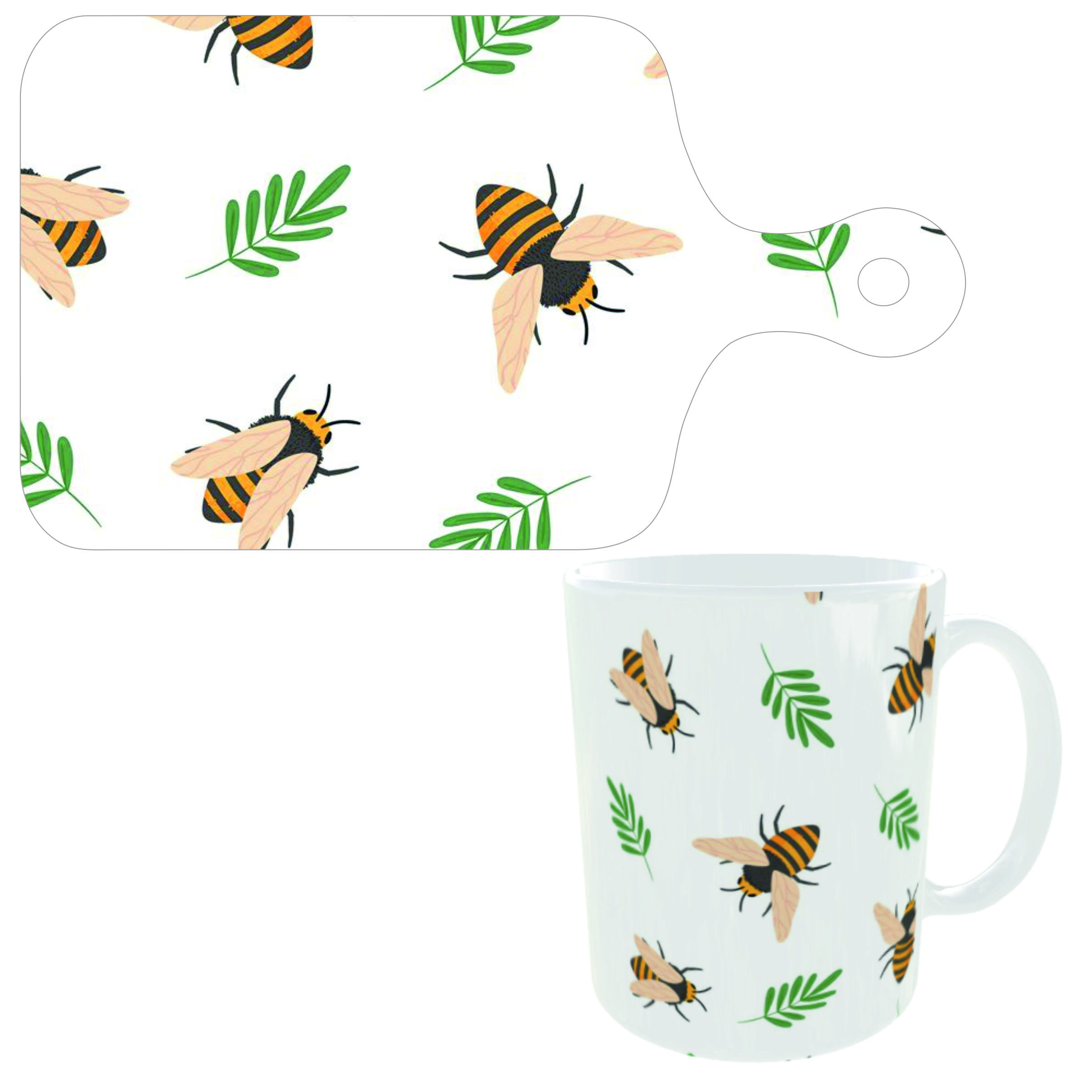 ماگ مدل زنبور به همراه زیر لیوانی