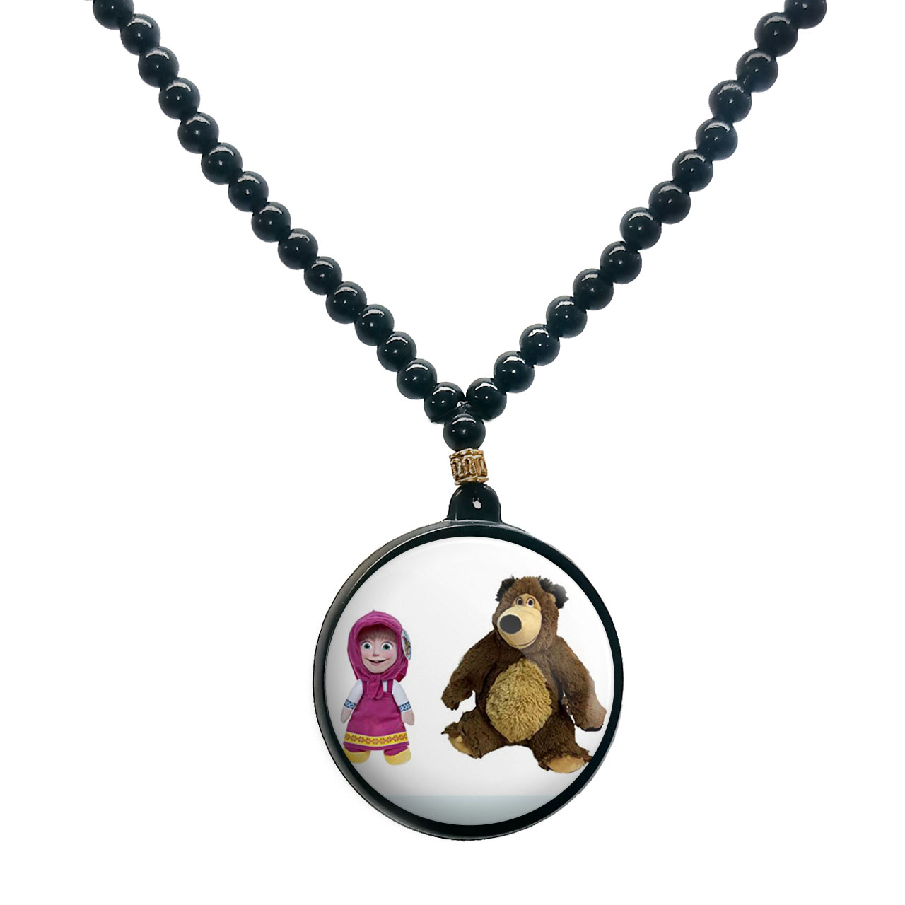 گردنبند پرمانه طرح ماشا ومیشا کد pmd.11815 مدل دو طرفه