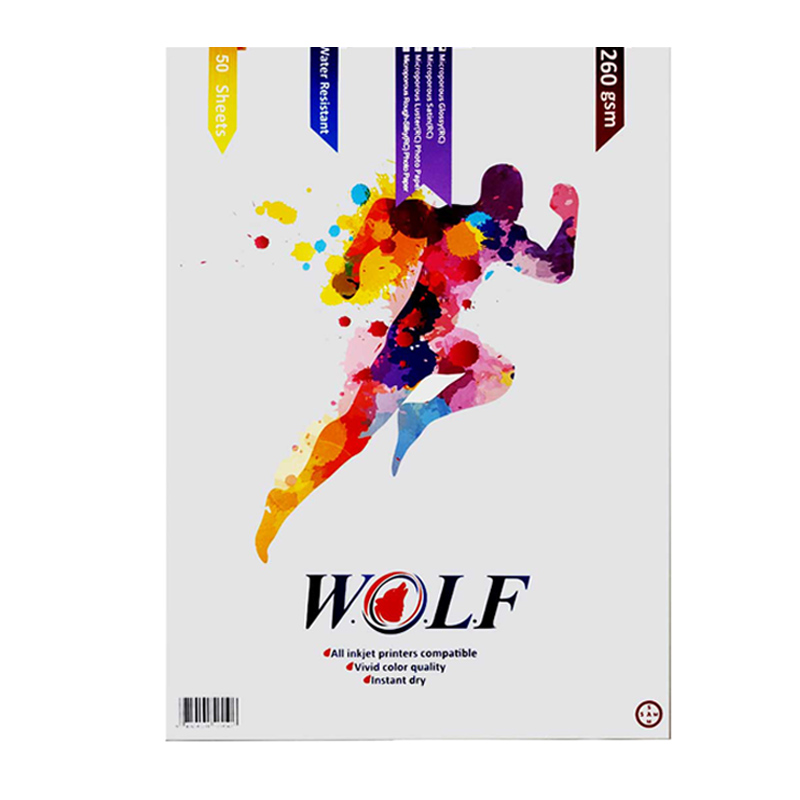 کاغذ چاپ گلاسه ولف مدل RC 260 سایز A4 بسته 50 عددی