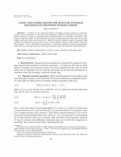 خرید و دانلود نسخه کامل کتاب A fast and stable solver for singular integral equations on piecewise smooth curves