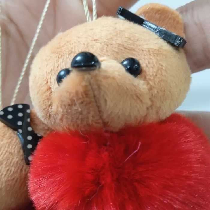 آویز دست کلید طرح خرس کوچک پشمالو عروسک خرس پشمالو یک عددی