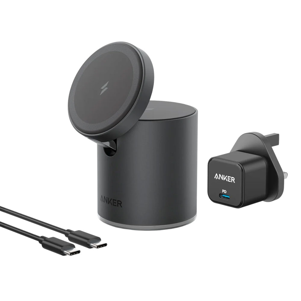 شارژر وایرلس 2 کاره انکر 623 مدل B2568 بهمراه شارژر 20 وات و کابل تایپ سی