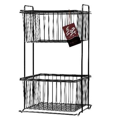 سبد سیب زمینی و پیاز پیشواز صنعت مدل 2طبقه مفتولی مربع کد 1507