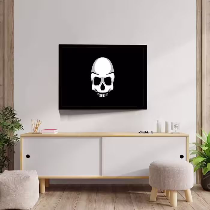 تابلو مدل skull black minimalism کد F-17003
