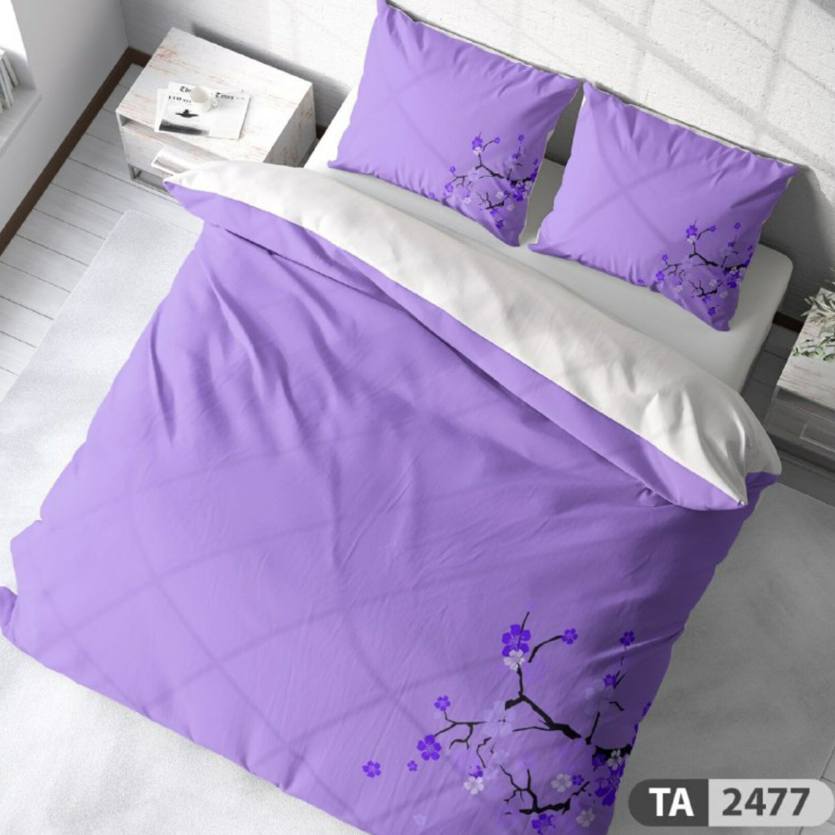 روتختی دونفره سه بعدی(دونفره3d) شیک و جدیدبزرگسال ساده با طرح شکوفه رنگ بنفش برای تخت با عرض160