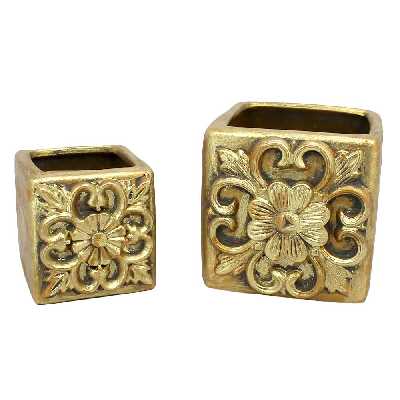 گلدان سفالی طرح cubic مجموعه 2 عددی