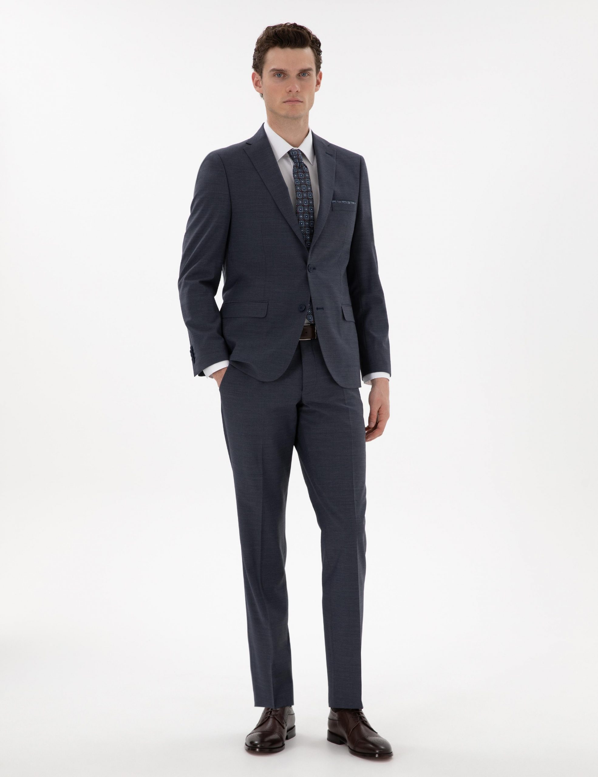 کت و شلوار مردانه آبی تیره پیرکاردین - فروشگاه لباس شهرمون