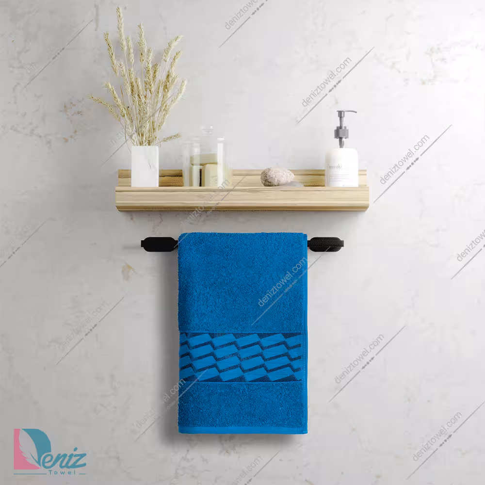 حوله دستی بزرگ طرح آرام رنگ سرمه ای روشن