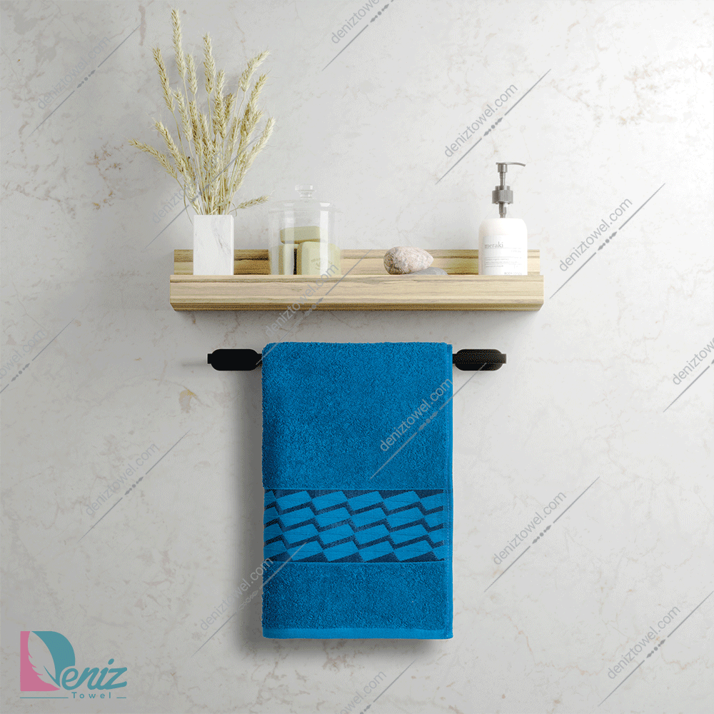 حوله دستی بزرگ طرح آرام رنگ سرمه ای روشن