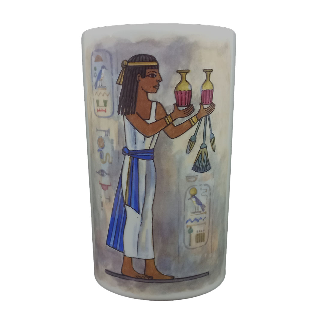 گلدان سرامیکی مدل استوانه طرح مصری نوستالژی کد 21