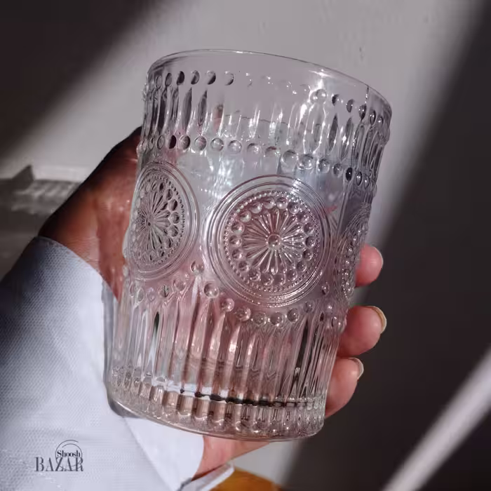 نیم لیوان طرح برجسته شفاف طرح زارا