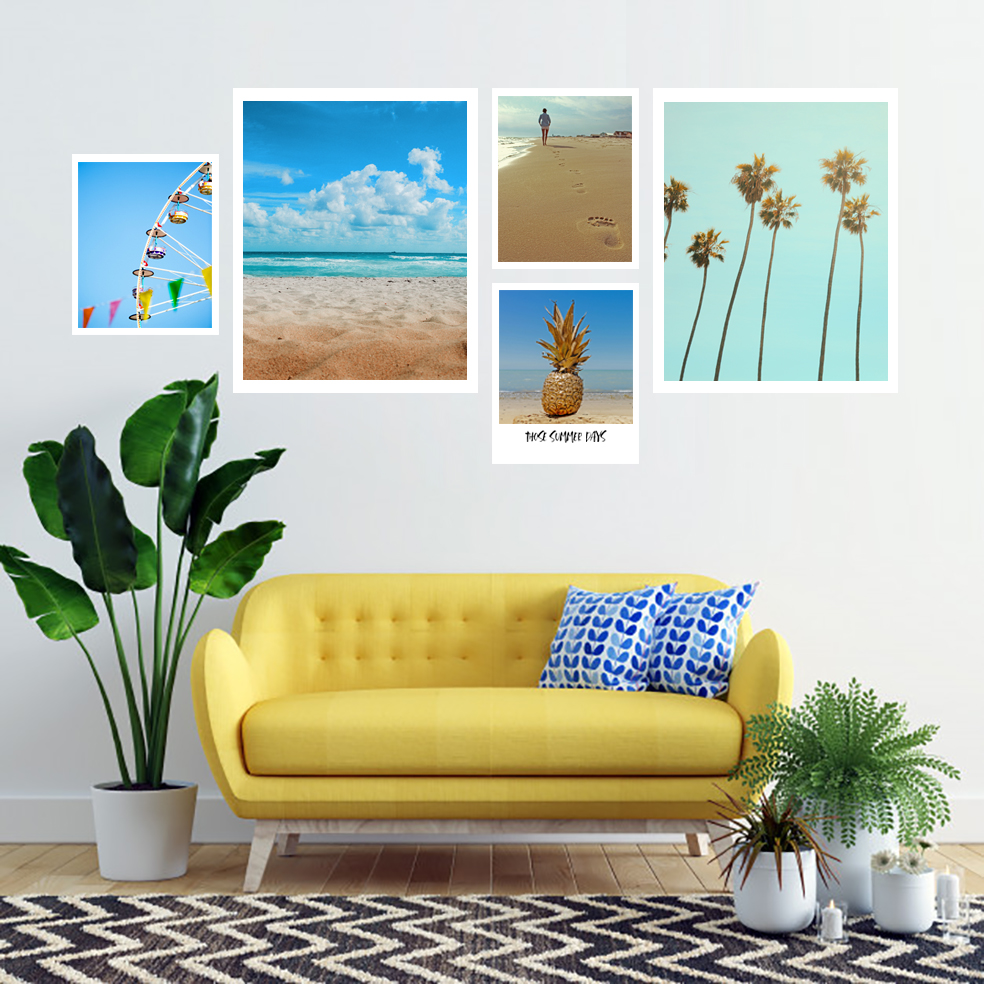 تابلو طرح نخل و دریا کد skw011 مجموعه 5 عددی