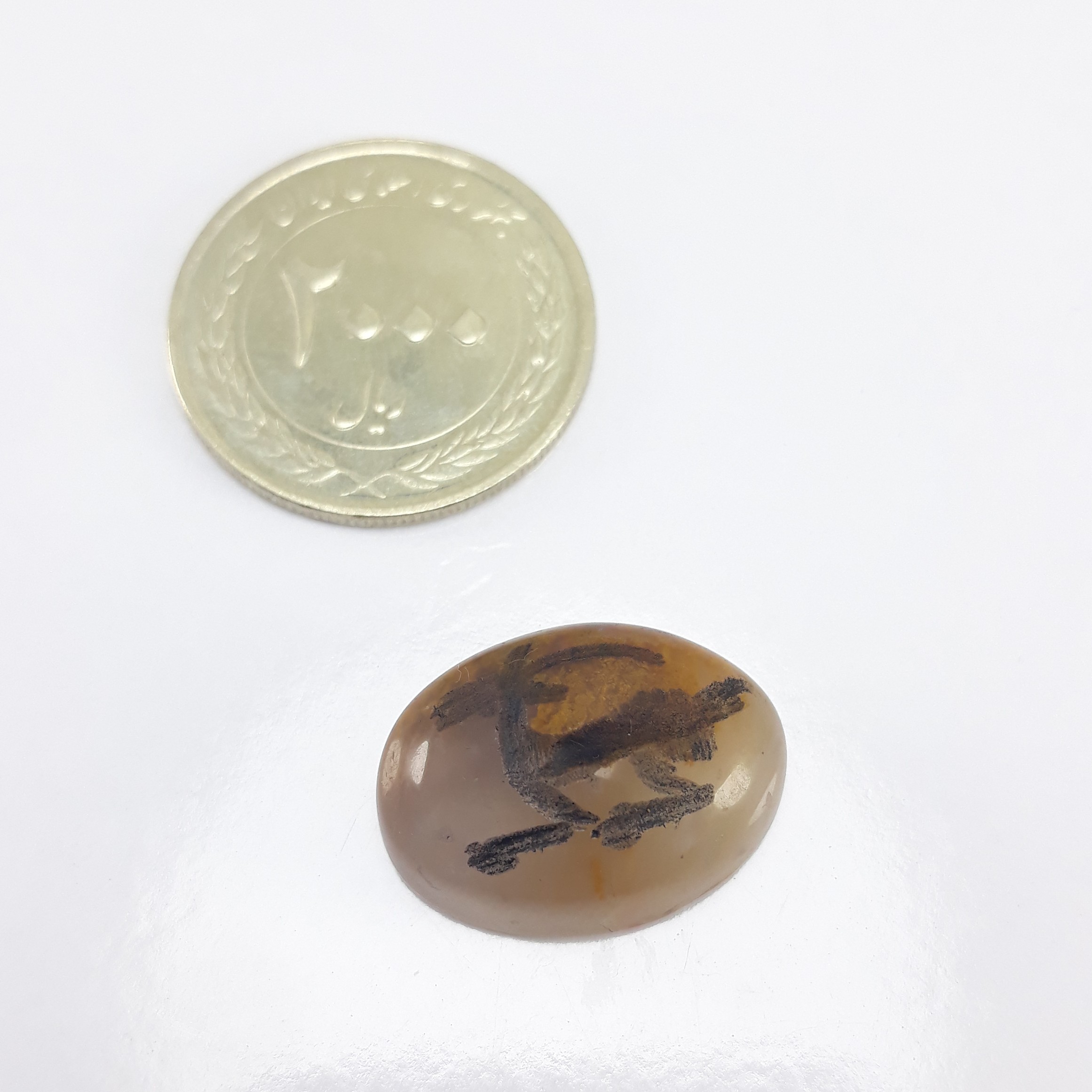 نگین عقیق خزه  بی نظیر با نشان آهو طبیعی و معدنی 