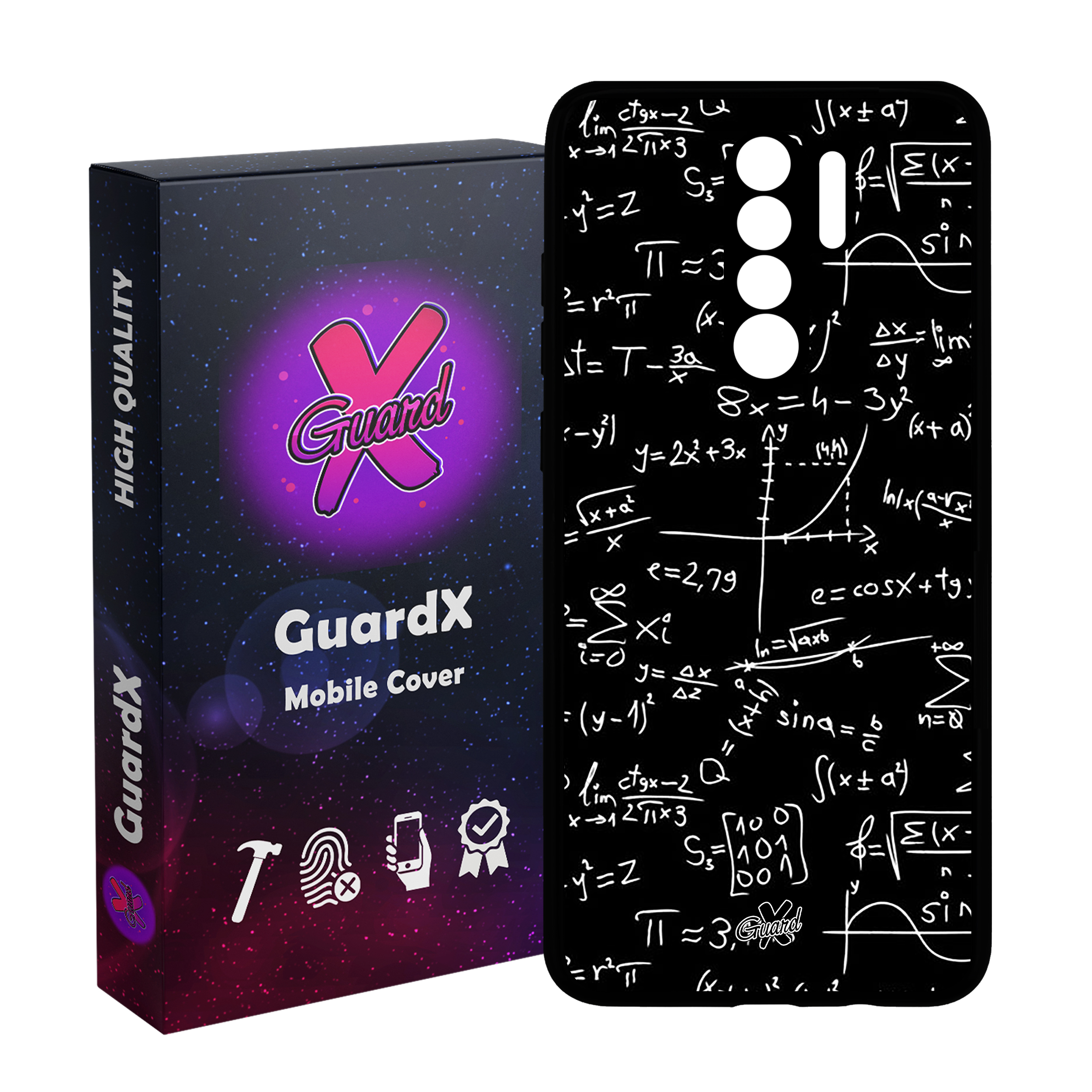 کاور گارد ایکس طرح ریاضی مدل Glass10528 مناسب برای گوشی موبایل شیائومی Redmi 9/Redmi 9 Prime/Poco M2